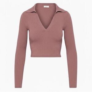 Babaton • Aritzia sculpt knit polo long sleeve